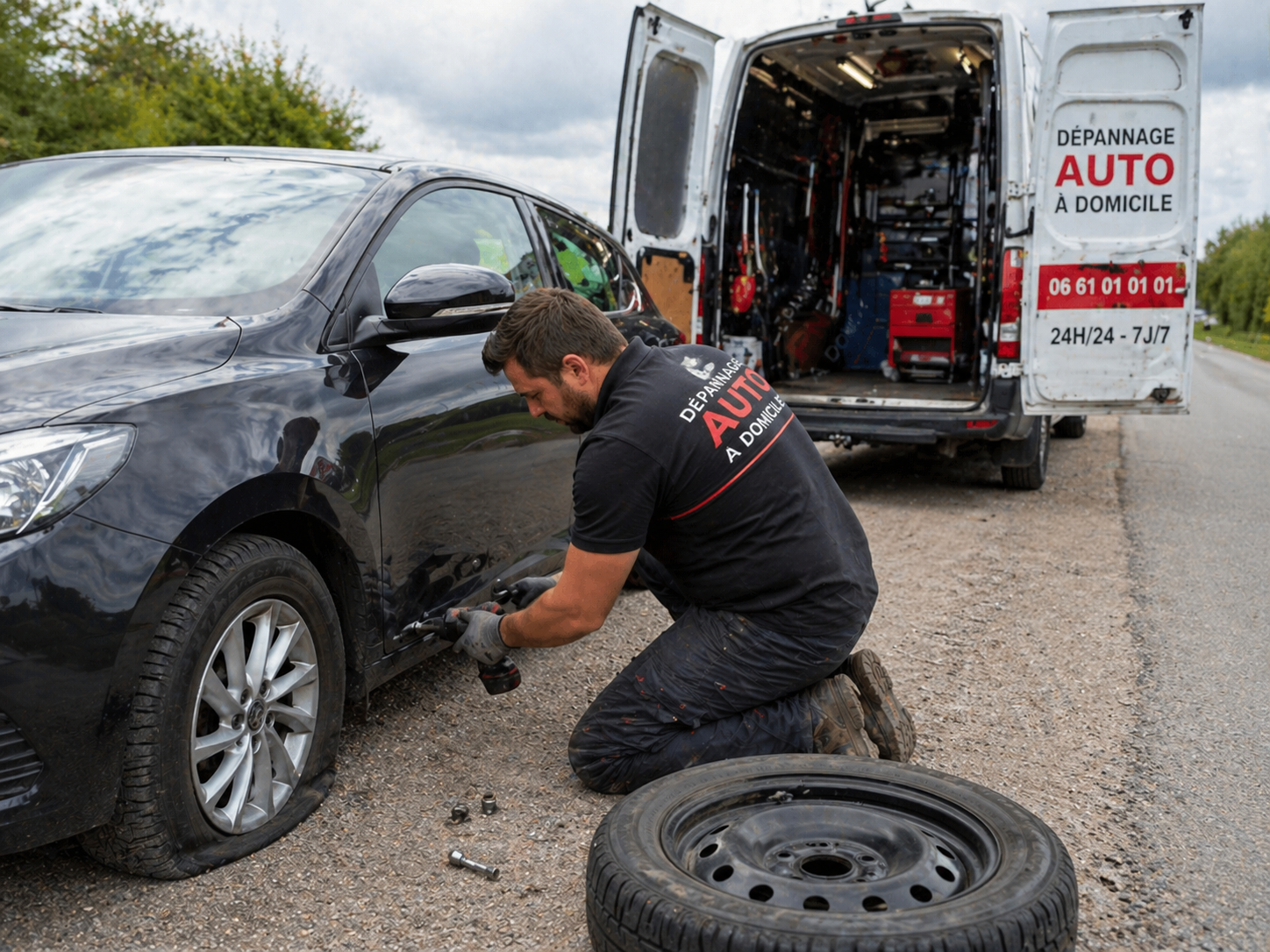 Remplacement pneu à domicile