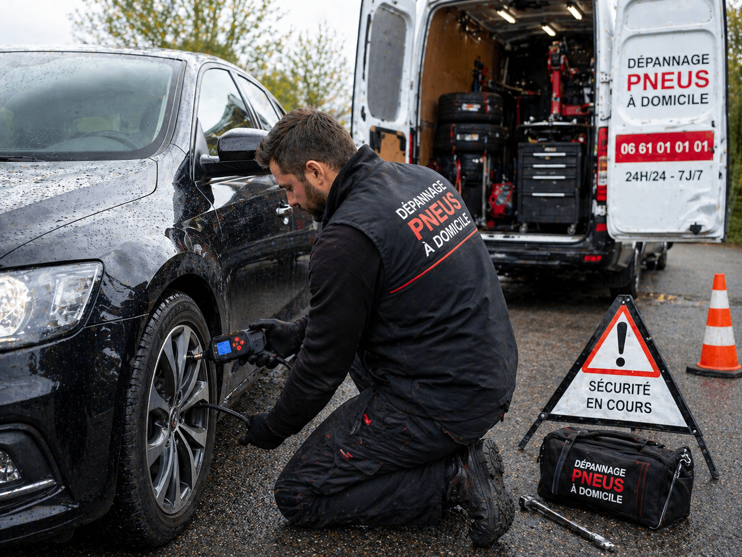Remplacement pneu à domicile
